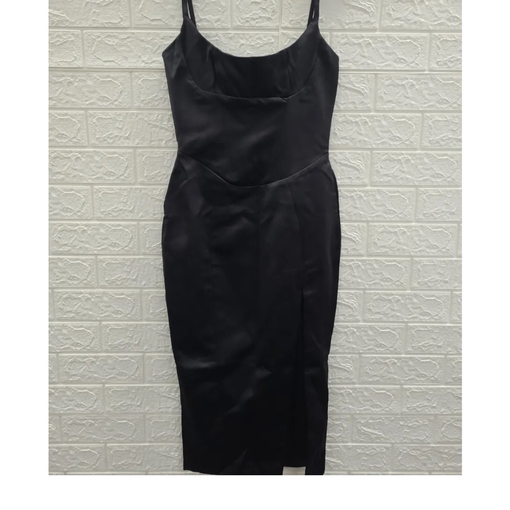 New House of CB Casimira Satin Corset MIDI Dress Black Dress size small (4-6)